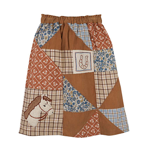 Юбка вельветовая Gingersnaps "Midi Dakota Patchwork", микс с коричневым